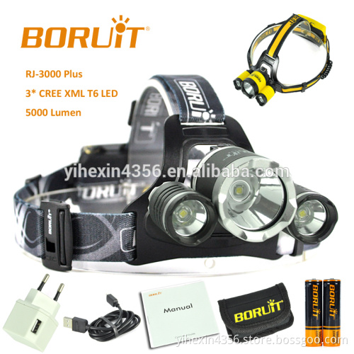 2017 New product / Boruit RJ3000 plus 3T6 5000 Lumen LED Headlamp